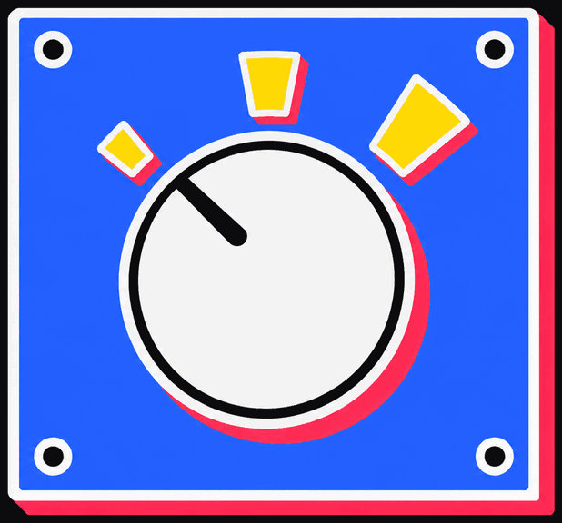 A dial with three marks of increasing size, like low, medium and high effort, turned all the way down to the smallest.