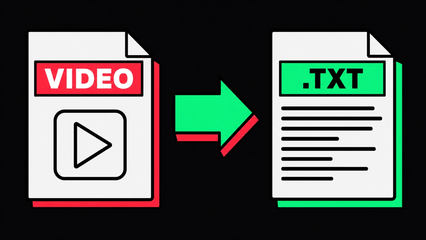 A red retro microphone on the left emits flowing red, green, and blue sound waves that stream into a blue laptop whose screen fills with matching lines of colored transcript text.